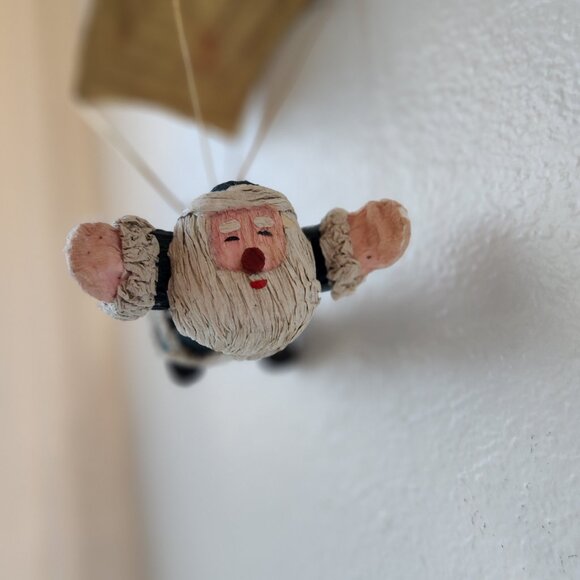 Vintage Santa Parachute Ornament – Hand-Painted Paper Mâché Whimsy! - Picture 14 of 16